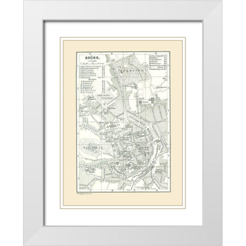 Brunn Germany - Baedeker 1896 White Modern Wood Framed Art Print with Double Matting by Baedeker