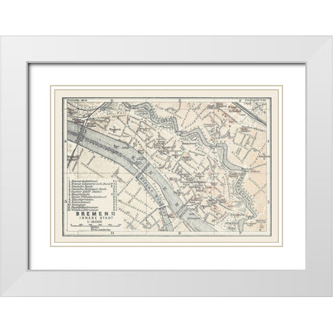 Bremen Germany - Baedeker 1914 White Modern Wood Framed Art Print with Double Matting by Baedeker