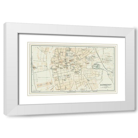 Darmstadt Germany - Baedeker 1914 White Modern Wood Framed Art Print with Double Matting by Baedeker