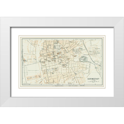 Darmstadt Germany - Baedeker 1914 White Modern Wood Framed Art Print with Double Matting by Baedeker