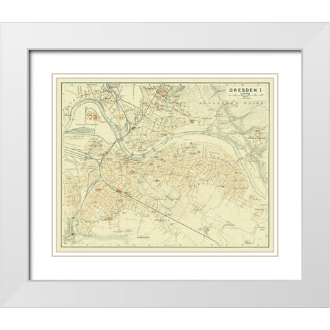 Dresden Germany - Baedeker 1914 White Modern Wood Framed Art Print with Double Matting by Baedeker