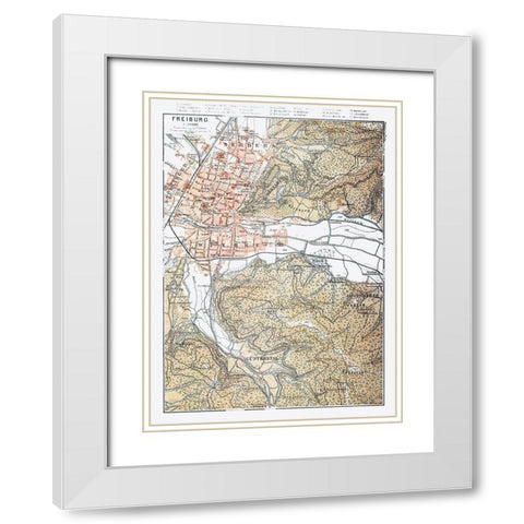 Freiburg Germany - Baedeker 1914 White Modern Wood Framed Art Print with Double Matting by Baedeker