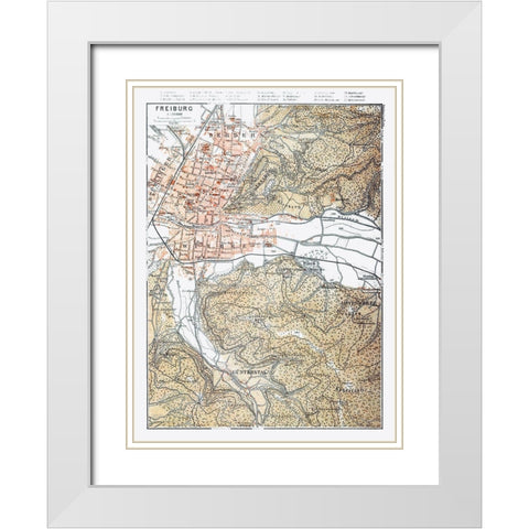 Freiburg Germany - Baedeker 1914 White Modern Wood Framed Art Print with Double Matting by Baedeker