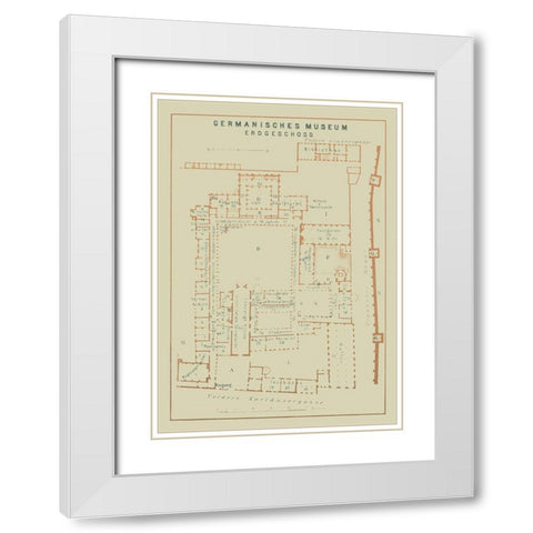 Germanisches Nationalmuseum Germany - Baedeker White Modern Wood Framed Art Print with Double Matting by Baedeker