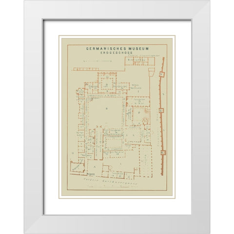 Germanisches Nationalmuseum Germany - Baedeker White Modern Wood Framed Art Print with Double Matting by Baedeker