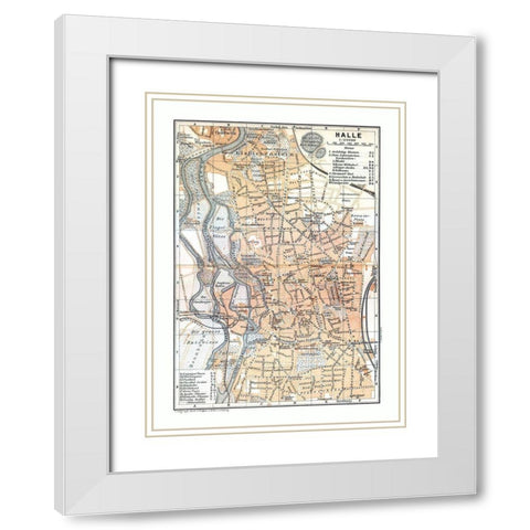 Halle Germany - Baedeker 1914 White Modern Wood Framed Art Print with Double Matting by Baedeker