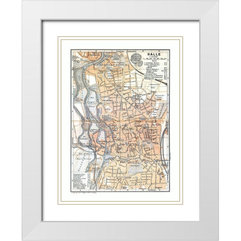 Halle Germany - Baedeker 1914 White Modern Wood Framed Art Print with Double Matting by Baedeker