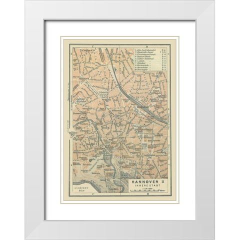 Hannover Inner City Germany - Baedeker 1914 White Modern Wood Framed Art Print with Double Matting by Baedeker