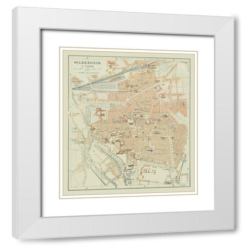 Hildesheim Germany - Baedeker 1914 White Modern Wood Framed Art Print with Double Matting by Baedeker