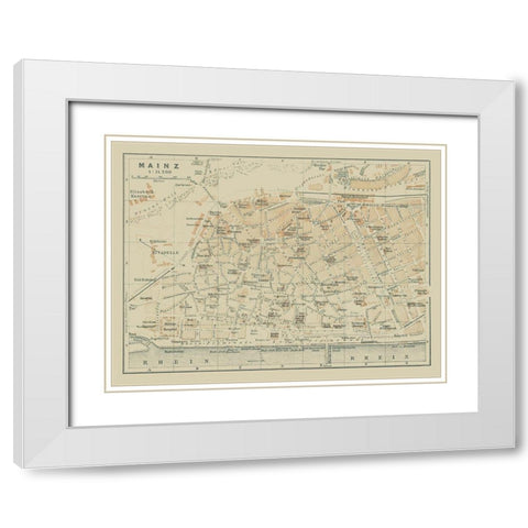 Mainz Germany - Baedeker 1914 White Modern Wood Framed Art Print with Double Matting by Baedeker