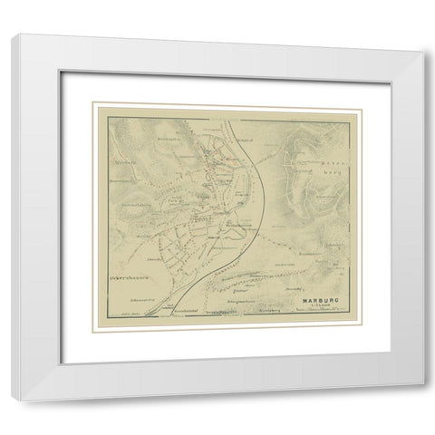 Marburg Germany - Baedeker 1914 White Modern Wood Framed Art Print with Double Matting by Baedeker