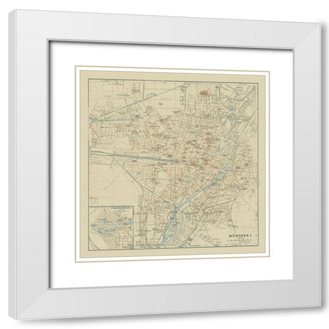 West Munich Germany - Baedeker 1914 White Modern Wood Framed Art Print with Double Matting by Baedeker