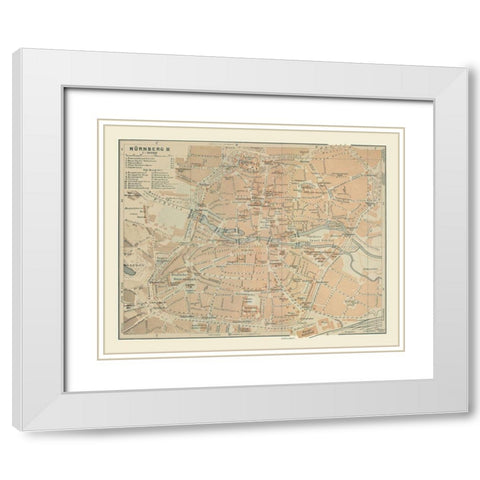 Nuremberg Germany - Baedeker 1914 White Modern Wood Framed Art Print with Double Matting by Baedeker