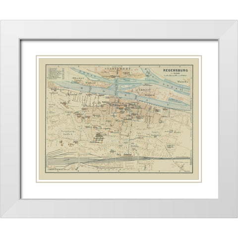 Regensburg Germany - Baedeker 1914 White Modern Wood Framed Art Print with Double Matting by Baedeker