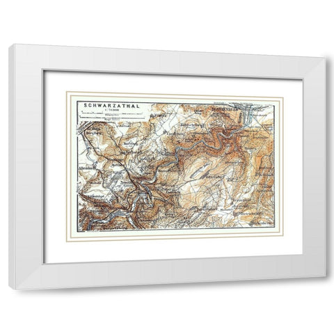 Schwarzatal Region Germany - Baedeker 1914 White Modern Wood Framed Art Print with Double Matting by Baedeker