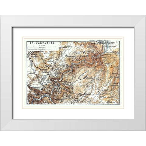 Schwarzatal Region Germany - Baedeker 1914 White Modern Wood Framed Art Print with Double Matting by Baedeker