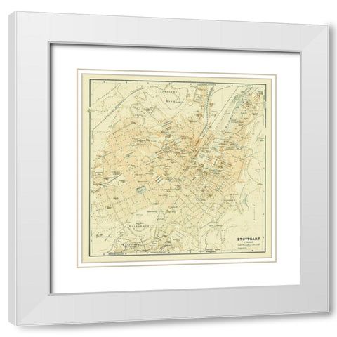 Stuttgart Germany - Baedeker 1914 White Modern Wood Framed Art Print with Double Matting by Baedeker