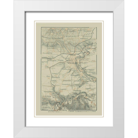 Weimar Surroundings Germany - Baedeker 1914 White Modern Wood Framed Art Print with Double Matting by Baedeker