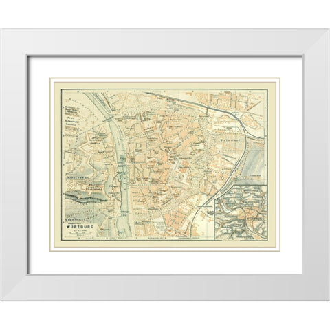 Wurzburg Germany - Baedeker 1914 White Modern Wood Framed Art Print with Double Matting by Baedeker