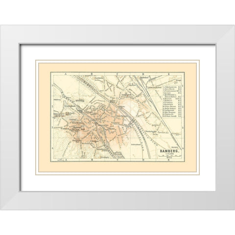 Bamberg Germany - Baedeker 1896 White Modern Wood Framed Art Print with Double Matting by Baedeker