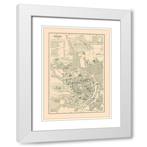 Brunn Germany - Baedeker 1896 White Modern Wood Framed Art Print with Double Matting by Baedeker