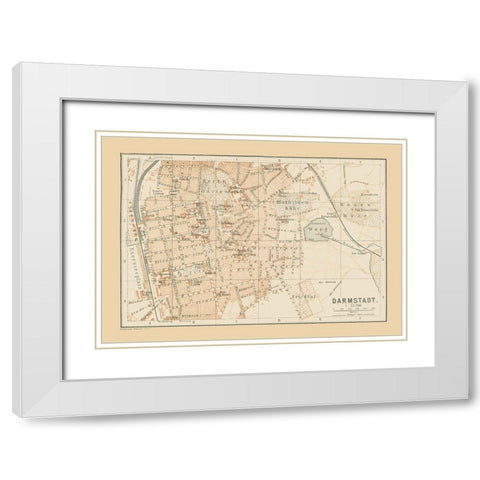 Darmstadt Germany - Baedeker 1896 White Modern Wood Framed Art Print with Double Matting by Baedeker