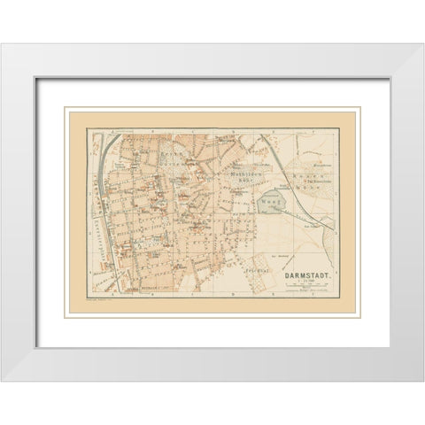 Darmstadt Germany - Baedeker 1896 White Modern Wood Framed Art Print with Double Matting by Baedeker