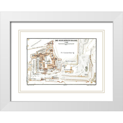 Heidelberg Castle Germany - Baedeker 1896 White Modern Wood Framed Art Print with Double Matting by Baedeker