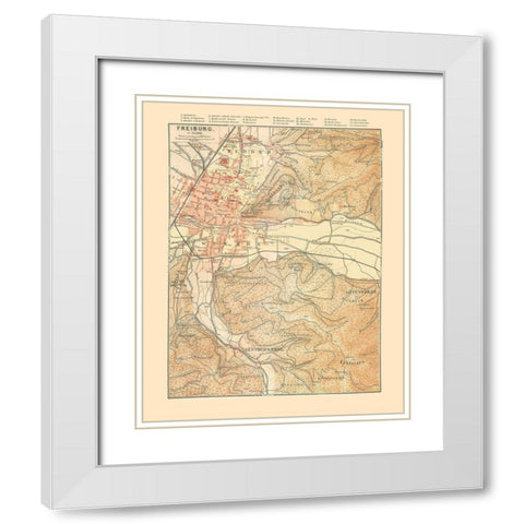 Freiburg Germany - Baedeker 1896 White Modern Wood Framed Art Print with Double Matting by Baedeker