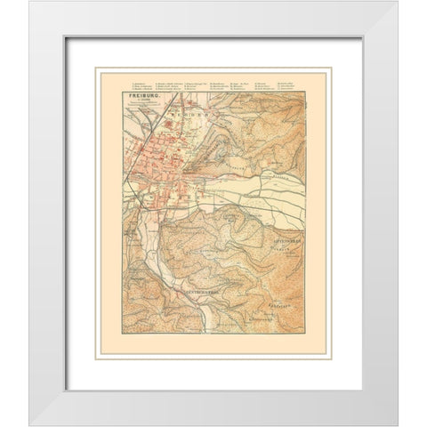 Freiburg Germany - Baedeker 1896 White Modern Wood Framed Art Print with Double Matting by Baedeker