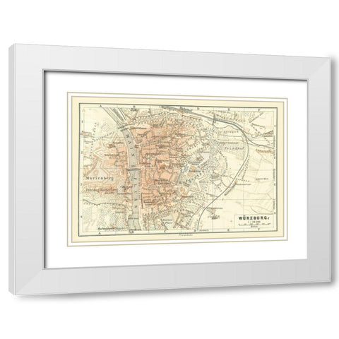 Wurzburg Germany - Baedeker 1896 White Modern Wood Framed Art Print with Double Matting by Baedeker