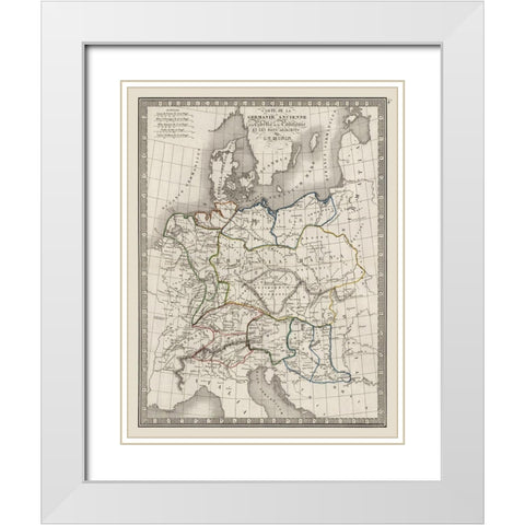 Ancient Germany - Monin 1839 White Modern Wood Framed Art Print with Double Matting by Monin