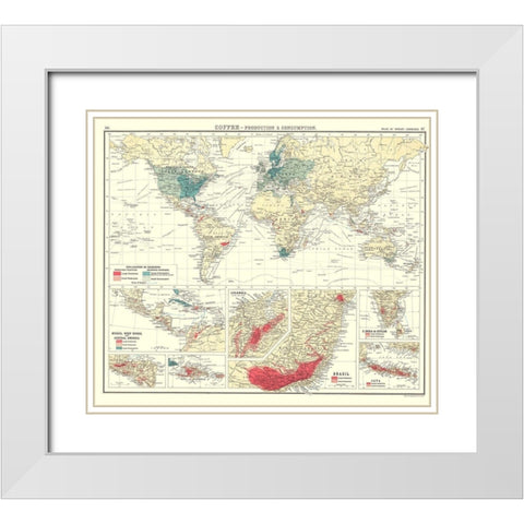 Global Coffee Production Consumption White Modern Wood Framed Art Print with Double Matting by Bartholomew