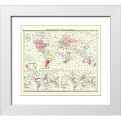 Global Meat Exporting Importing - Bartholomew 1907 White Modern Wood Framed Art Print with Double Matting by Bartholomew