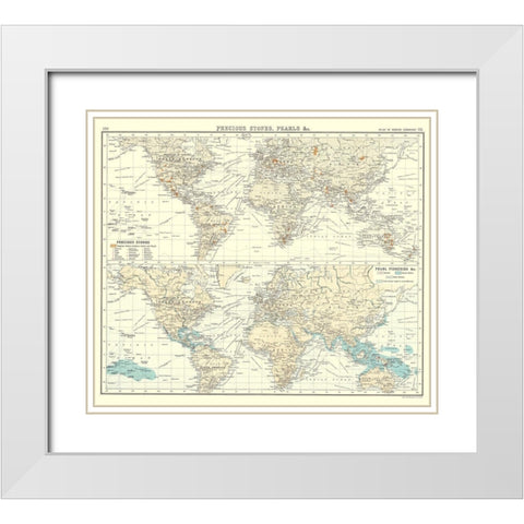 Global Precious Stones Pearls - Bartholomew 1907 White Modern Wood Framed Art Print with Double Matting by Bartholomew