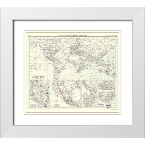 Global Silver Lead Mining Countries White Modern Wood Framed Art Print with Double Matting by Bartholomew
