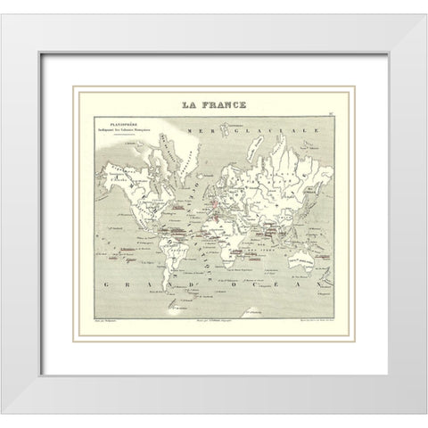 French Global Colonies - Migeon 1869 White Modern Wood Framed Art Print with Double Matting by Migeon