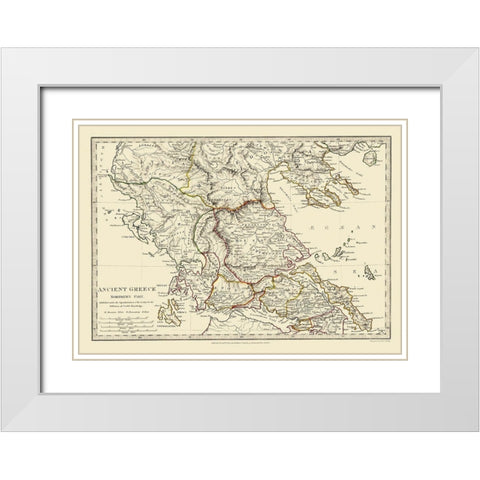 Ancient Northern Greece - Chapman 1829 White Modern Wood Framed Art Print with Double Matting by Chapman