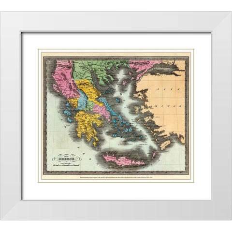 Greece - Colton 1856 White Modern Wood Framed Art Print with Double Matting by Colton