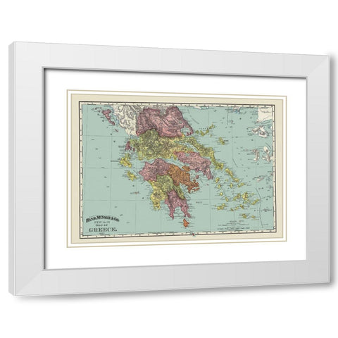 Greece - Rand McNally 1897 White Modern Wood Framed Art Print with Double Matting by Rand McNally