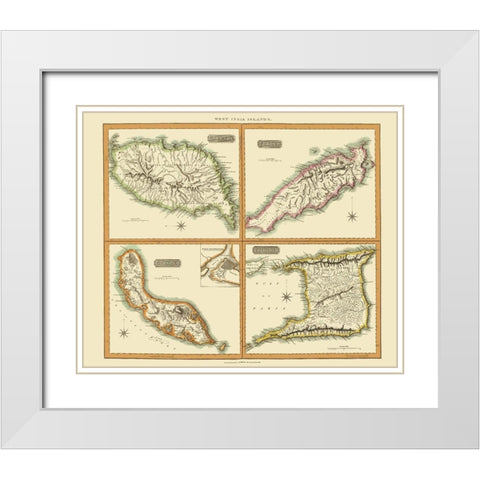 Caribbean Grenada Tobago Curacao Trinidad White Modern Wood Framed Art Print with Double Matting by Thomson