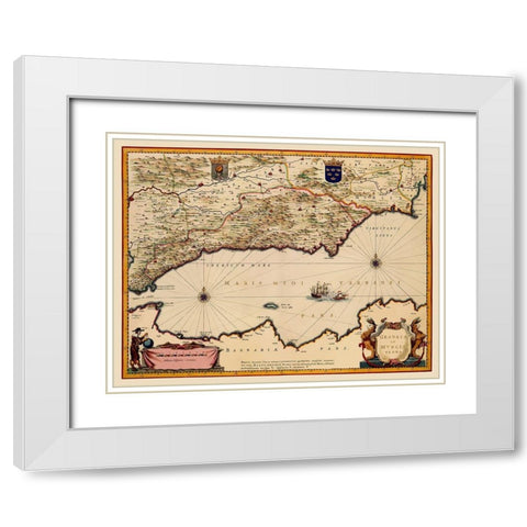 Iberian Peninsula Granada Murcia Spain - Blaeu White Modern Wood Framed Art Print with Double Matting by Blaeu