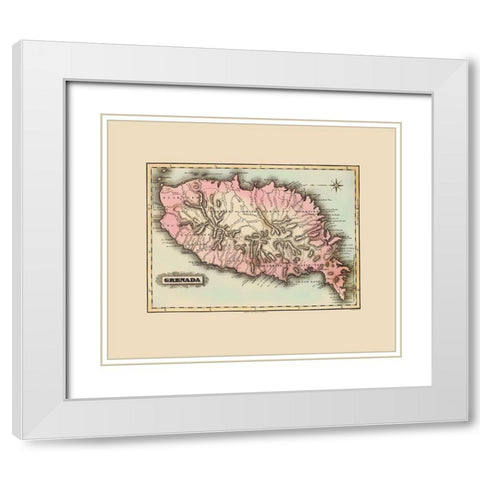 Caribbean Grenada - Lucas 1823 White Modern Wood Framed Art Print with Double Matting by Lucas
