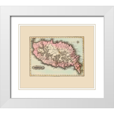 Caribbean Grenada - Lucas 1823 White Modern Wood Framed Art Print with Double Matting by Lucas