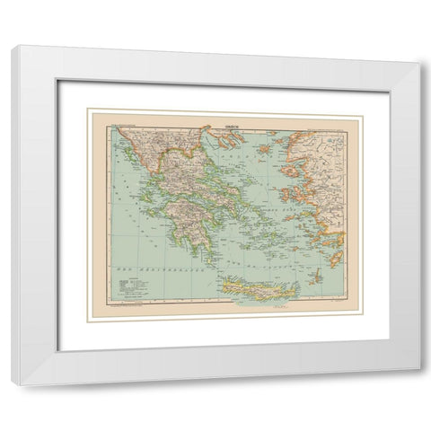 Greece - Schrader 1908 White Modern Wood Framed Art Print with Double Matting by Schrader