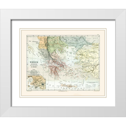 Ancient Greece - Cortambert 1880 White Modern Wood Framed Art Print with Double Matting by Cortambert