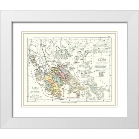 Greece - Cortambert 1880 White Modern Wood Framed Art Print with Double Matting by Cortambert
