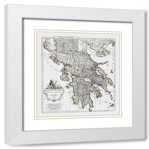 Ancient Greece - DAnville 1799 White Modern Wood Framed Art Print with Double Matting by D''Anville