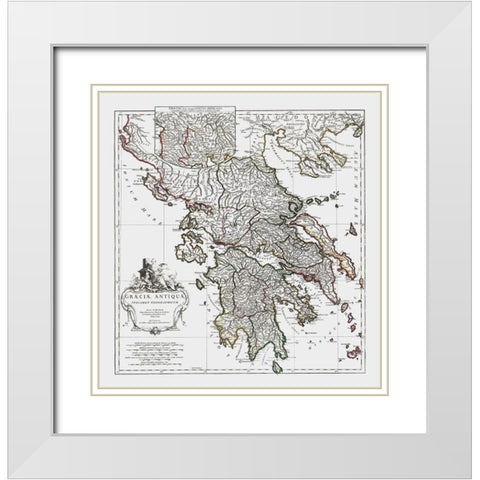 Ancient Greece - DAnville 1799 White Modern Wood Framed Art Print with Double Matting by D''Anville