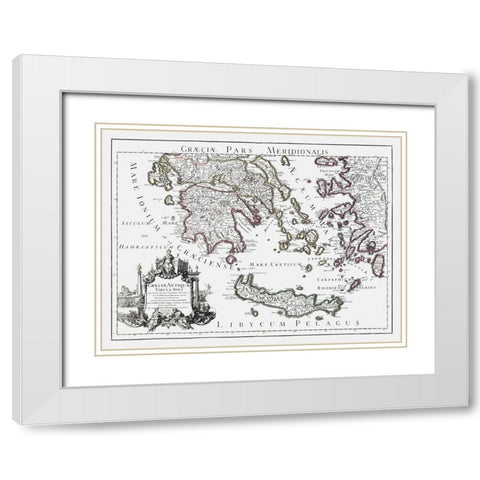 Ancient South Greece - De Lisle 1731 White Modern Wood Framed Art Print with Double Matting by De L''isle